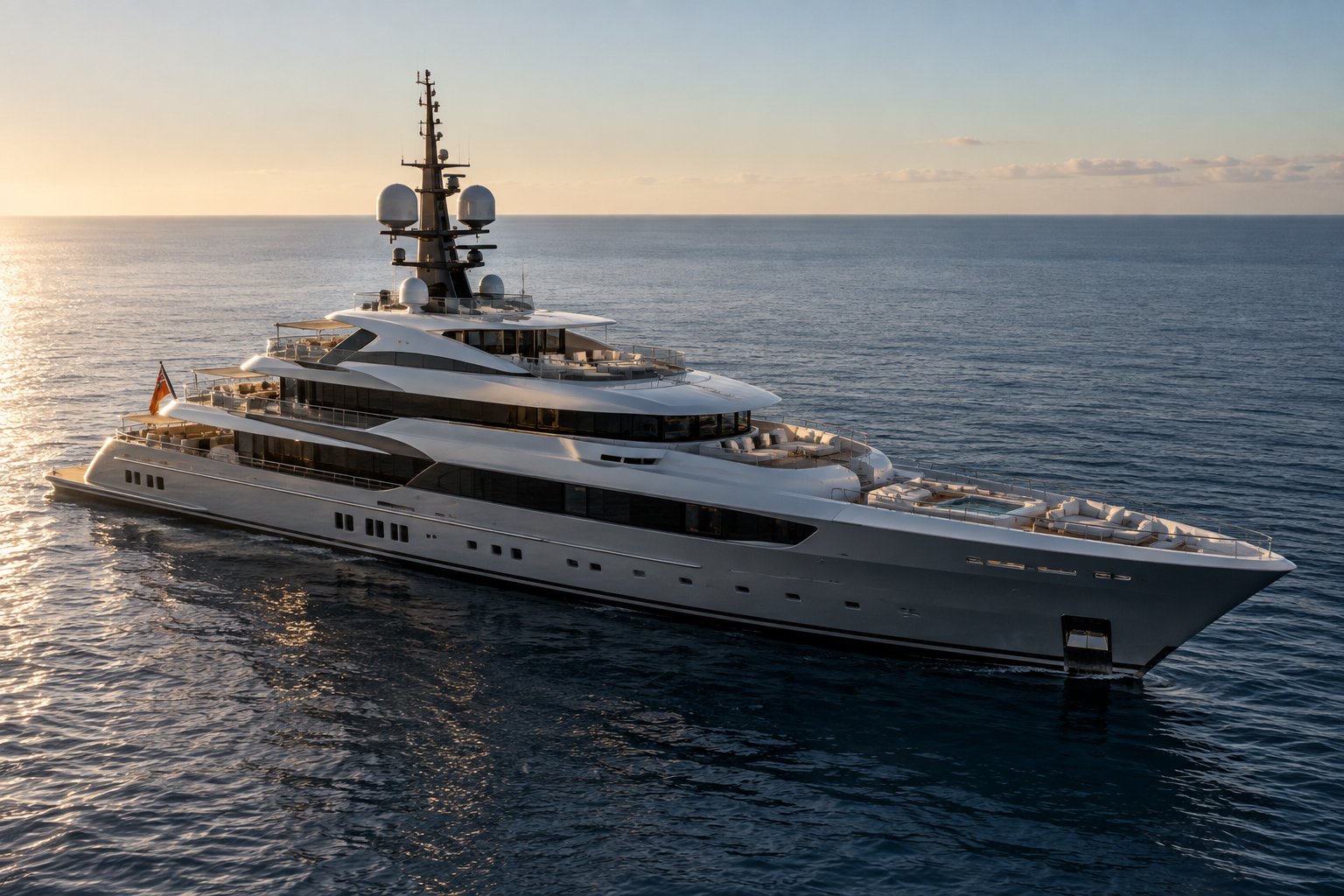 Superyacht at sunset